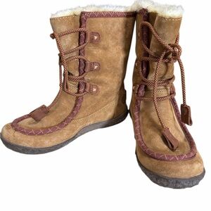 Cushe Clare WP Tan and Brown Winter Faux Fur Lined Lace Up Boots, Size 6.